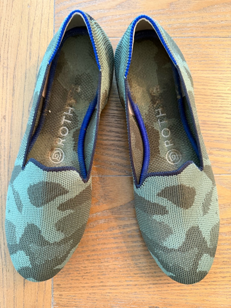Rothy's Green Camo Knit Slip-On Flats